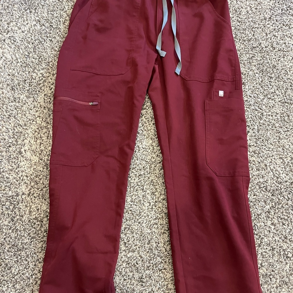 Figs Burgundy scrub pants